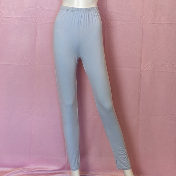 Boohoo Light Blue Elastic Waist Pull On Jersey Lounge Leggings size 8 - Picture 1 of 7